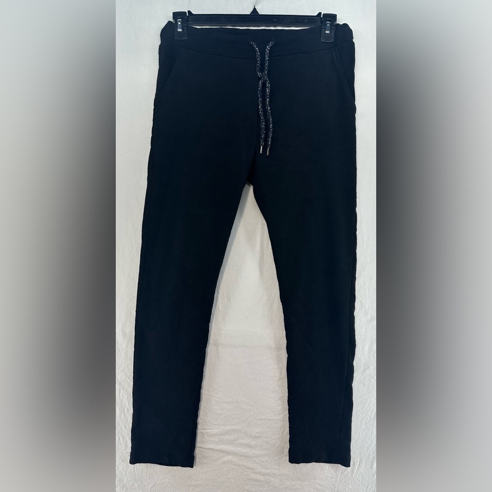 Venti6 Black Casual Velvet‎ Feel Pants Side Pockets Drawstring Womens Size M